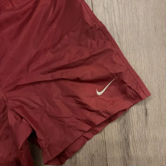 Vintage Nike Men's Maroon Athletic Swim Shorts with Swoosh 90s - Picture 2 of 6